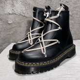 Platform Cross Tied Motorcycle Booties Female Winter Shoes-BS00994-Veeddydropshipping